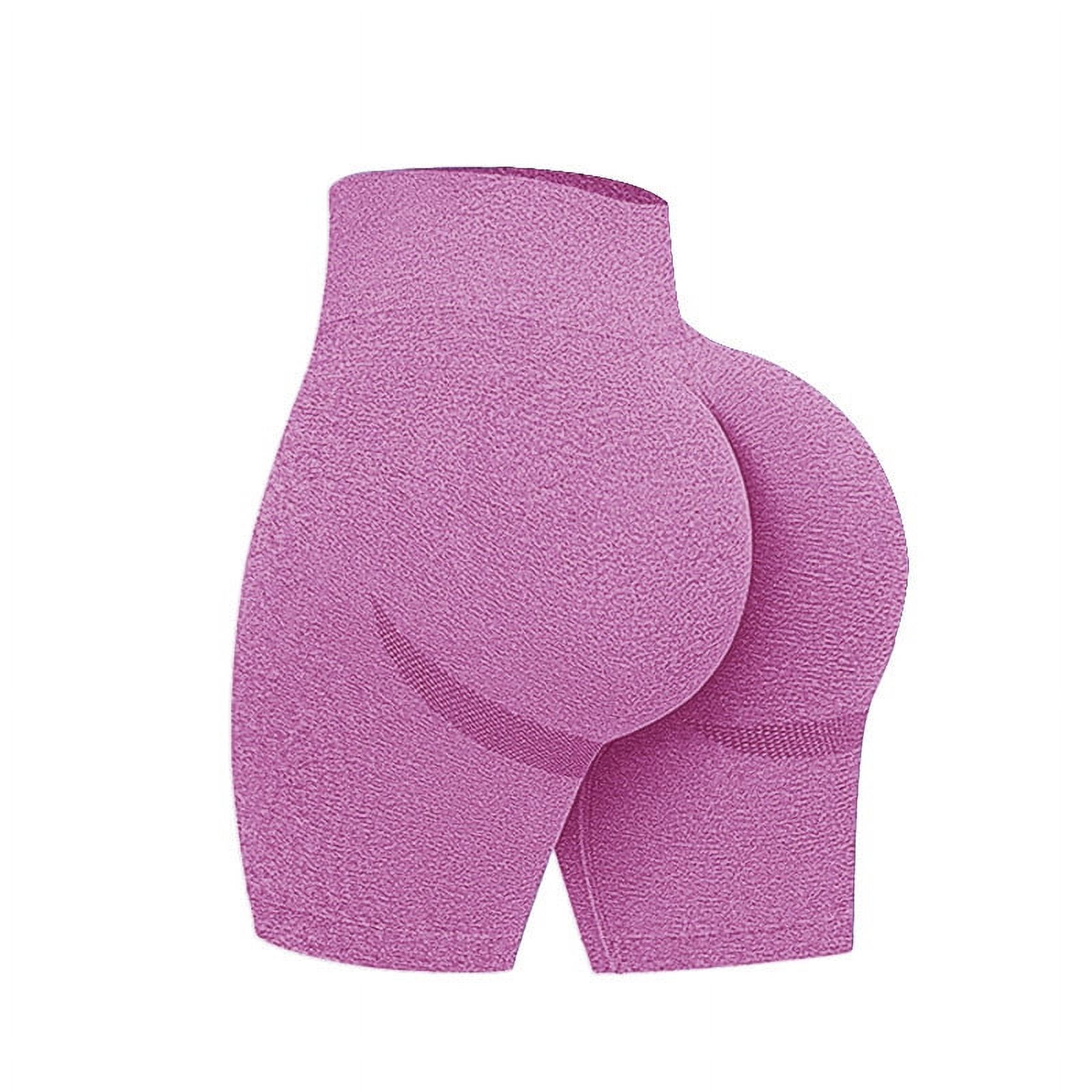 Scrunch Butt Lifting Seamless Shorts for Women High Waist Tummy Control Workout Biker Shorts Ruched Booty Lifting Leggings(Hot Pink,L)